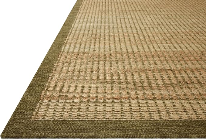 Loloi Amber Lewis Lilah Collection LIH-01 Natural/Olive 7'-9" x 9'-9" Area Rug Jute, Wool, Cotton, Neutral, Living, Bedroom, Dining, Rug