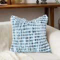 Boho Chenille Tufted Pillow Cover 20x20 Inch Set of 1, Farmhouse Striped Decorative Pillow Covers Accent Fluffy Neutral Square Pillowcases for Couch Sofa Bedroom Living Room, Blue White