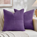 Fancy Homi 2 Packs Purple Decorative Throw Pillow Covers 20x20 Inch for Living Room Couch Bed, Farmhouse Boho Home Decor, Soft Corss Corduroy Patchwork Accent Square Cushion Case 50x50 cm