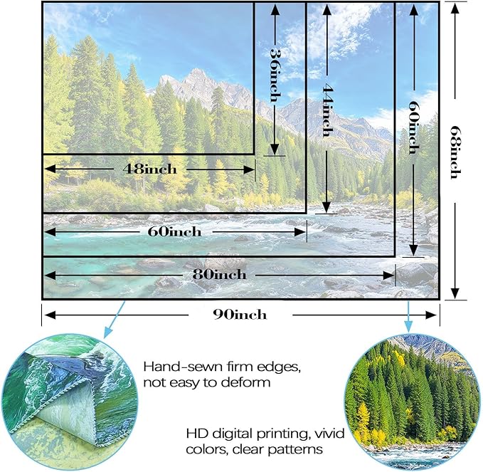 Accnicc Nature Forest Mountain Tapestry Green Pine Tree Wall Tapestry for Bedroom Aesthetic Woods Flowing River Landscape Small Tapestries Wall Hanging for Dorm Living Room Decor 48 x 36 Inch