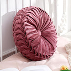 Round Throw Pillows Decorative Pleated Throw Pillows 15'' Diameter Accent Pumpkin Boho Chair Cushion for Couch Sofa Home Decoration(Dusty Rose,1 Pcs)
