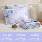 JSD Hydrangea Floral Quilt Set Twin Size, 2 Piece Printed Bedspreads Coverlet with Pillow Sham, Lightweight Quilted Blanket