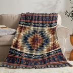 Aztec Throw Blanket, Tribal Soft Cozy and Warm Couch Blankets Gift for Aztec Lover, Decorative Blankets for Sofa Couch Bed, Brown Khaki 50×60 inches