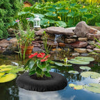 DECOHS 2 Pack Floating Planters for Ponds, 2 Sizes Woven Fabric Floating Pond Plant Baskets, Aquatic Plant Fish Barrier Floating Island for Garden Water Features and Aquascape Decoration