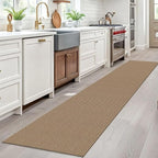 EARTHALL Woven Runner Rug 2x10 Ft Washable Runners for Hallways Long Cotton Non Slip Rubber Backed Kitchen Runner Braided Indoor Floor Carpet for Entryway, Hallway, Kitchen, Orange/Tan/Brown
