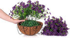 HyeFlora Artificial Fake Hanging Plants Flowers with Basket Outdoor Decor Faux Silk Dasiy Flower Arrangements in Pot Planter for Porch Home Indoor Patio Garden Yard Decoration