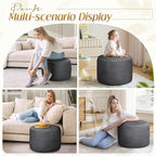 Round Corduroy Ottoman Foot Rest Pouf for Living Room Couch - Soft Plush Shredded Foam Filled Hassock Stool, Comfy Footstool