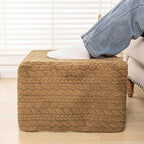 20x20x14 Inches Fluffy Square Pouf Ottoman - Plush Furry Boneless Ottoman Foot Rest Stool with High-Density Foam, Versatile Floor Seating for Living Room (Coffee)