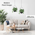 Shineloha 2 Pack Metal Hanging Planters for Indoor Outdoor, with 5.5 Pot, Modern Hanging Planter | Black Plant Hanger, Ceiling Plant Hangers. NO Plant incld.
