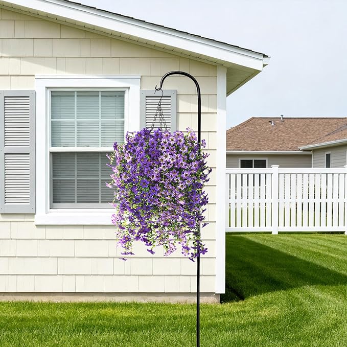 INQCMY Artificial Fake Hanging Plants Flowers Basket for Spring Outdoor Outside Decoration,UV Resistant Faux Silk Flower in Planter for Home Patio Porch Balcony Garden Yard Decor(Mixed Color)