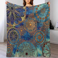 Boho Floral Throw Blanket Retro Mandala Flower Vintage Mystical Dream Style Theme Blanket for Sofa Bed Couch Chair Or Dorm 50"x60"