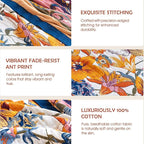 Boho Throw Blanket - 60"x80" 100% Cotton Ultra Soft Lightweight Spring Blanket, 4-Layer Breathable Muslin Blankets for Bed Couch, Reversible Yellow Floral Printed Bohemian Cotton Quilt