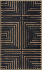 Lahome Neutral Geometric 3x5 Easy Jute Rug, Washable Rugs for Bedroom Entryway Outdoor Patio Porch Carpet, Farmhouse Rhombus Non Slip Non Shedding Black Carpet for Kitchen Entrance Balcony
