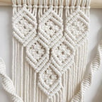 oiikain Large Handmade Boho Macrame Wall Hanging Tapestry - Chic Bohemian Woven Home Decor art for Living Room, Bedroom, and Wedding Parties (Beige, twelve rhombus)