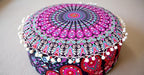 INDIAN CRAFT CASTLE ICC Mandala Barmeri Large Floor Pillow Cover Cushion Meditation Seating Ottoman Throw Cover Hippie Decorative Zipped Bohemian Pouf Ottoman Cases Pink Peacock 24" Round