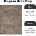 HUGEAR Area Rug 8x10 Retro Brown Machine Washable Living Room Rugs Distressed Vintage Floral Vacuumable Low Pile Carpet Bedroom Office Dining Room Laundry Room Non Slip Soft Lightweight