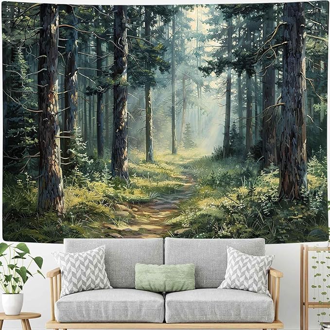 MCKTOM Forest Tapestry Home Decor Nature Landscape Tapestry Magic Tree Woodland Scenery Tapestries Wall Hanging for Bedroom Living Room Aesthetic Decoration 60 x 40 Inch