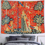 FEASRT European Royal Tapestry - Medieval Lady and Unicorn Wall Hanging - 80x60 Inches - Living Room & Dorm Decor