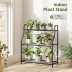 Plant Stand Outdoor 3 Tier Plant Stand Metal Plant Stands Waterproof Plant Holder Rack for Indoor Use Robust Flower Stand Plant Shelf for Living Room Balcony Garden Black