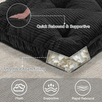 Floor Pillow, 22x22 Tufted Floor Cushion for Adults, Square Large Meditation Cushion Pillow, Corduroy Sitting with Handle, Yoga Seating for Tatami, Dark Grey, 1Pack