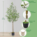 Artificial Olive Tree, 5ft Tall Fake Olive Leaves Plant with Basket, Indoor Outdoor Faux Olive Topiary Silk Tree for Home Livingroom Office House Décor