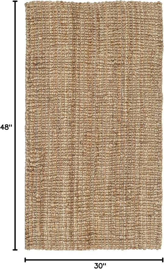 SAFAVIEH Natural Fiber Collection Area Rug - 2'6" x 4', Natural Brown, Handmade Jute, Farmhouse Style, Chunky Textured Thick Pile (NF447A)