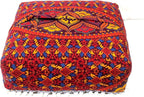 CRAFT KALA Large Hippie Mandala Meditation Floor Ottoman Pillow Cushion Pouf Cover Square Poufs Bohemian Circle Floor Cushion Case Outdoor Fireplace Yoga Living Room Decor Cover New Orange, 24" Square