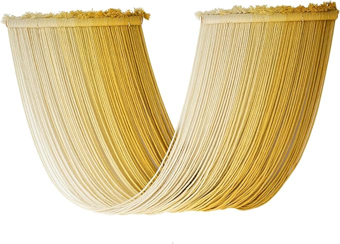 Macrame Wall Hanging Yellow Dip Dyed Fiber Yarn Wall Art Macrame Wall Decor Boho Wall Decor Handmade Craftsmanship 15.7" Wx 47.2" L