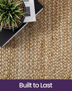DEXI Jute Area Rug Natural Fiber 6x9 Oval, Woven Braided Durable Farmhouse Design Rugs for Living Room, Bedroom Dinning Room Office Outdoor Patio, Natural
