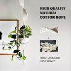 Modern Minimalist Bohemian Style Hanging Planters Plant Net Pocket Hand Woven Hanging Basket Holder Tapestry Flower Basket with Exquisite Tassel Indoor Balcony Decoration (Rotating)