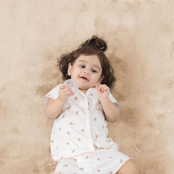 1.3" Thick Baby Bedside Floor Mat for Bedroom, Basic Padded Foam Soft Plush 28x72 Runner Rug with Non Slip Cushioned for Nursery Playroom (Beige)