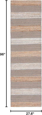 SAFAVIEH Natural Fiber Collection Runner Rug - 2'3" x 8', Grey & Natural, Handmade Flat Weave Stripe Jute & Cotton, Ideal for High Traffic Areas in Living Room, Bedroom (NFB652F)