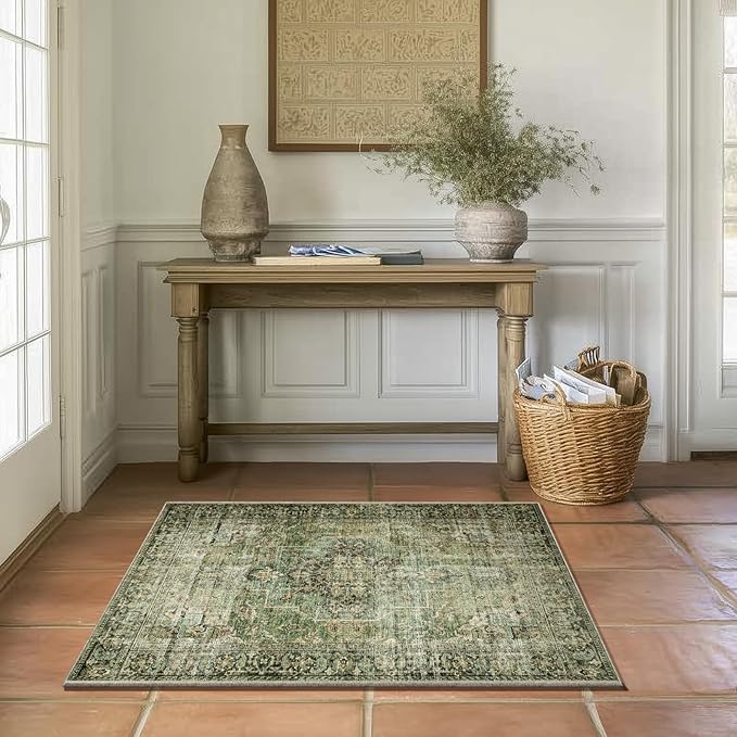 Machine Washable Throw Rugs for Entryway: Door Mat Indoor Entrance 2x3 Small Rug Stain Resistant Non-Slip Low Pile Soft Carpet for Kitchen Front Door Indoor Entrance Entry Bedroom