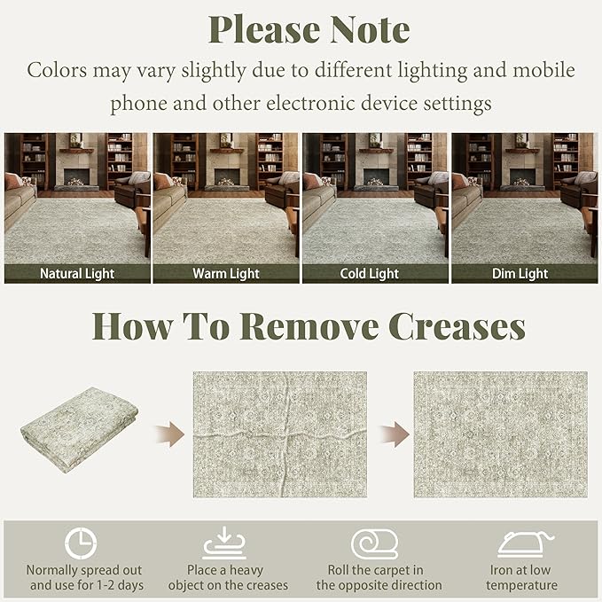 Washable 2'x3' Non Slip Rug Vintage Soft Low Pile Lightweight Boho Area Rugs for High-Traffic Areas (Entryway, Kitchen, Hallway), Farmhouse Decor