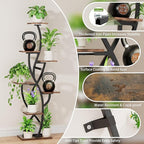 Plant Stand Indoor with Grow Lights - 58" Corner Plant Shelf Indoor, 7 Tiered Tall Lighted Plant Stand for Indoor Multiple Plants, Flower Stands Display Rack Holder for House, Patio, Black