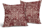 Burgundy Red Boho Throw Pillow Covers 22x22 Inch Decorative Square Beige Tan Gray Maroon Pillow Cases Bohemian Carpet Pattern Ethnic Cushion Covers Farmhouse Home Decor For Sofa Couch Outdoor Set of 2