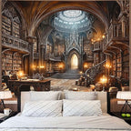 Accnicc Gothic Library Tapestry Medieval Bookshelf Tapestries Wall Hanging Goth Vintage Dark Academia Hall Library Backdrop Extra Large Tapestry for Bedroom Living Room Dorm Classroom 90 x 68 inch