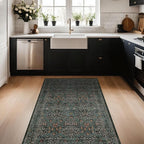 Vintage Floral Dark Green 3x5 Area Rugs for Entryway, Kitchen, Bedroom Beside Rug, Laundry Room, Non-Slip Low Pile Ultra Soft Stain Resistant Small Carpet