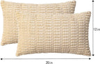 Pack of 2 Corduroy Decorative Throw Pillow Covers 12x20 InchSoft Boho Striped Pillow Covers Modern Farmhouse Home Decor for Sofa Living Room Couch Bed(Beige)