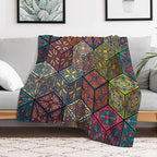 Hippie Bohemian Mandala Throw Blanket Indian Flower Floral Texture Print Blanket for Sofa Bed Couch Chair Or Dorm 70"x80"