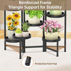 LASZOLA 8 Tiered Plant Stand Indoor Outdoor with Plastic Tray, Corner Folding Tall Flower Display Rack, Modern Plant Holder Shelf for Outdoor Patio Porch Garden Office Living Room, Black
