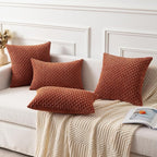 Kevin Textile Fall 14x24 Inch Pillow Cover 1 Pack Boho Decorative Soft Striped Corduroy Lumbar Farmhouse Solid Color Accent Rectangle Cushion Case for Living Room Couch Sofa Bed, Rust