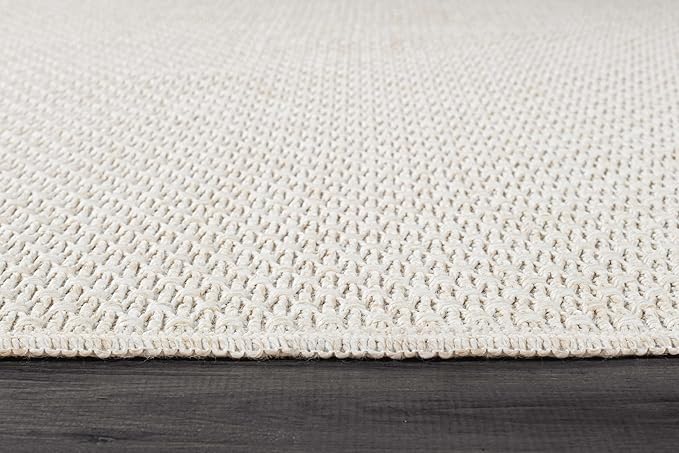 Easy Jute Rug 4x6 Indoor Outdoor Natural Rugs Solid Fiber Rug Woven Area Rug Boho Easy Clean Inside Carpet for Living Room Bedroom Dining Room Hallway or Outdoor Patio Porch (4 X 6 Bone)