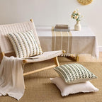 ANRODUO Boho Chenille Pillow Covers with Textured Tufted Stripes 20x20 Inch Set of 2 Woven Decorative Cushion Case Farmhouse Accent Neutral Pillowcase for Couch Sofa Bed Living Room Decor, Brown White