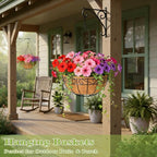4 Pack 14 Inch Hanging Baskets for Plants Outdoor Metal Hanging Planter Hanging Flower Baskets with Coco Fiber Liners Chain Round Wire Plant Holder Hangings Flower Pots(Plaid)