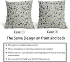 Green Teal Navy Blue Floral Pillow Covers 18x18 Set of 2 Vintage Rustic Old Style Cute Small Flower Print Decorative Outdoor Pillowcases Farmhouse Throw Cushion Case Decor for Couch Sofa Bed