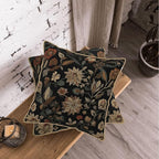 KSLIDS Vintage Floral Brown Black Soft Velvet Throw Pillow Covers Set of 2 Retro Boho Flower Leaves Decorative Pillow Covers 16x16 Inch Bohemian Pillow Case for Sofa Couch Farmhouse Home Decor