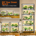 Bstrip DIY Plant Shelf with Grow Light, Grow Light Shelf with Adjustable Rack and Wheels, Plant Stand, 8-Pack 192W T8 Full Spectrum Lamps, ideal for Seed Starting, Seed Tray, 29.5"L x 13.8"W x70.9"H