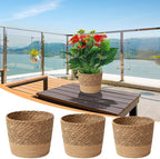 Jute Rope Plant Basket Indoor Modern Woven Flower Pot Basket Seagrass Storage Organizer Planter Rustic Decorative Plant Containers Cover Laundry Bin for Porch Living Room Entryway (3PCS)