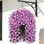 Artificial Hanging Daisy Flowers Plants Baskets for Outdoor Decoration, Fake Silk Light Fuchsia Mums Orchid Trailing Vines in Planter Realistic UV Resistant for Balcony Porch Decor